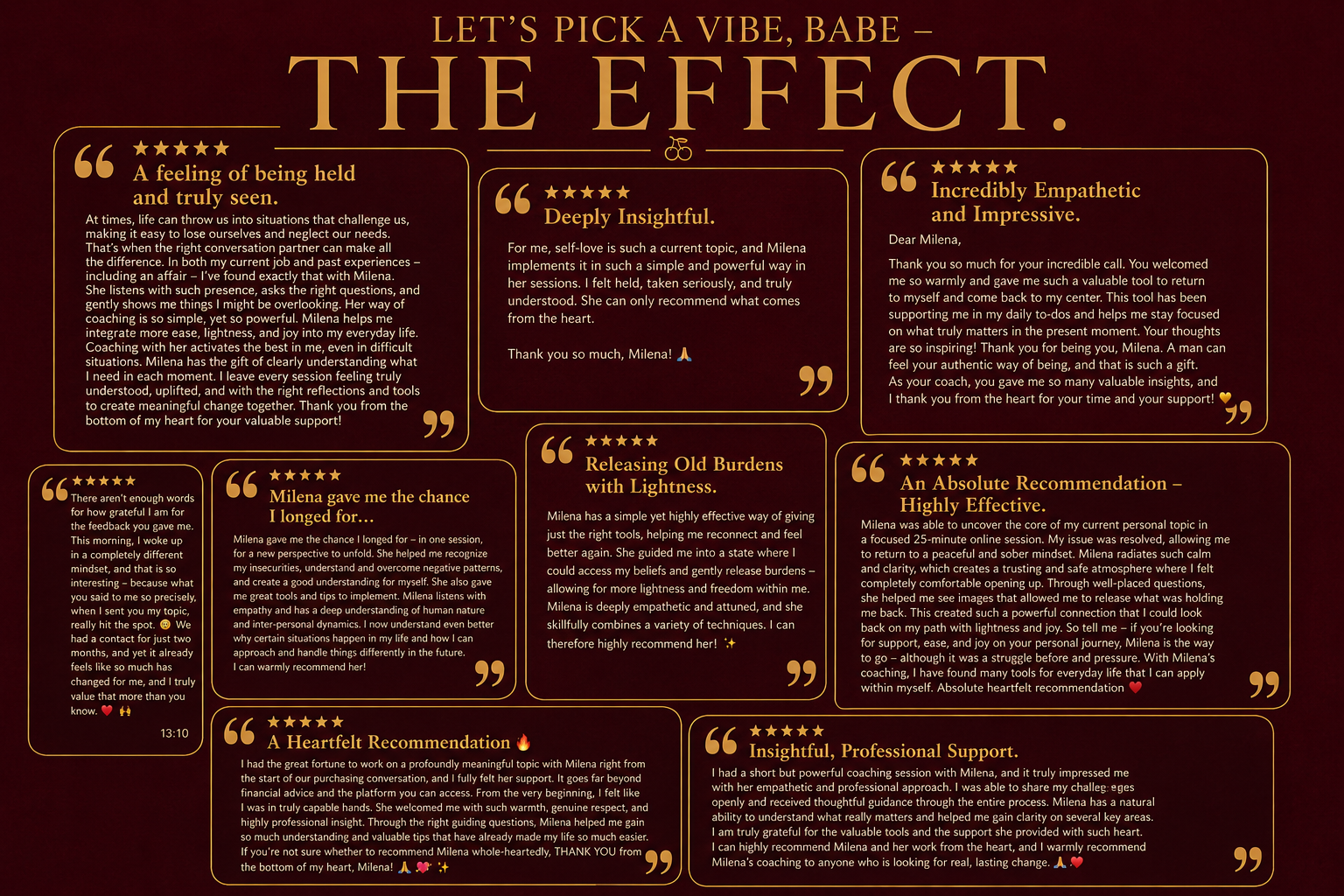 Client testimonials — Milena Richter